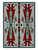 American Dakota Horse Thieves Electric rug with elongated red and turquoise stepped geometry and fine dark lines on a pale field