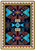 American Dakota Four Rams Copper rug with vivid turquoise geometry, copper and plum accents and a light stepped border on dark tones