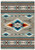 American Dakota Flight Path Americana rug with a turquoise, cream and rust medallion and narrow geometric bands on a light field