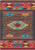 American Dakota Espuela Turquoise rug with a turquoise-and-gold central diamond, dark stripes and warm red geometric end bands