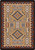 American Dakota My Magnificent Blessing Russet rug by Willow Kipp with gold diamond centers, cream geometry and rust framing