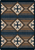 American Dakota Bison Creek Black and Russet rug with cream diamond motifs over blue, brown and warm rust striped bands