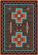 American Dakota Saint Cross Desert rug with turquoise-outlined rust crosses and small geometric details on a dark textured field