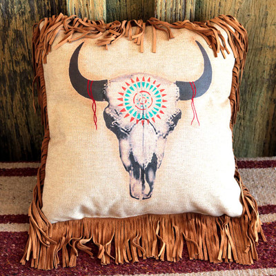 18 Big Medicine Buffalo Skull Decorative Square Throw Pillows, Set of 4 - Accent  Pillow - Wild Wings