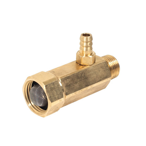 3/4-in Garden Hose to 1/2-in Male NPT Inline Water Filter - Brass Housing, Bypass Port