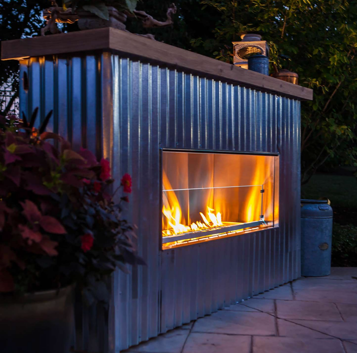 Firegear Kalea Bay 60" Linear Outdoor Gas Fireplace - OFP-60LECO-N(P)(LED)