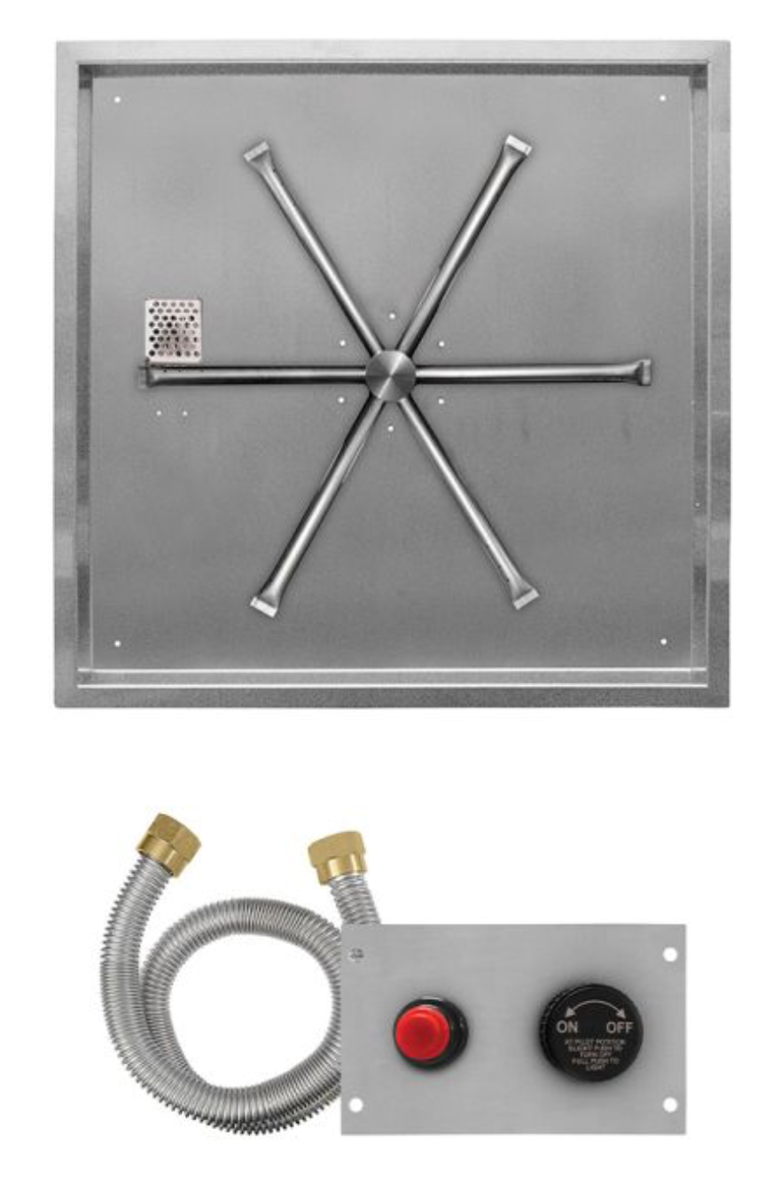 Firegear Stainless Steel Square Drop-In Burner System, TPSI Ignition - FPB-20(26,32)SBS16TPSI-N