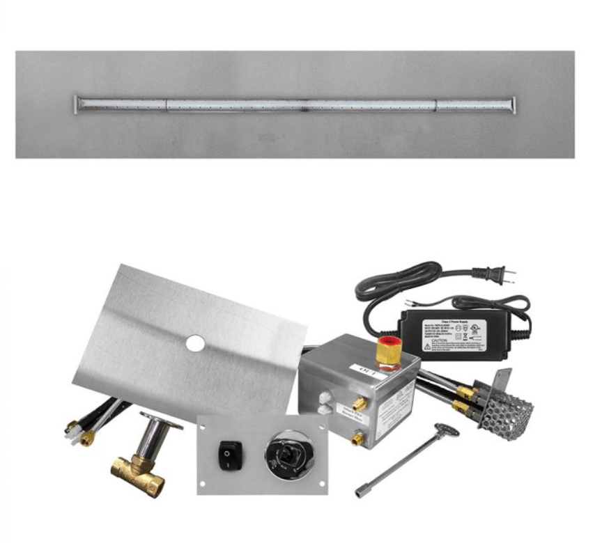 Firegear Stainless Steel Linear T Burner Flat Burner System, AWS Ignition - LOF-4808FTAWS-N