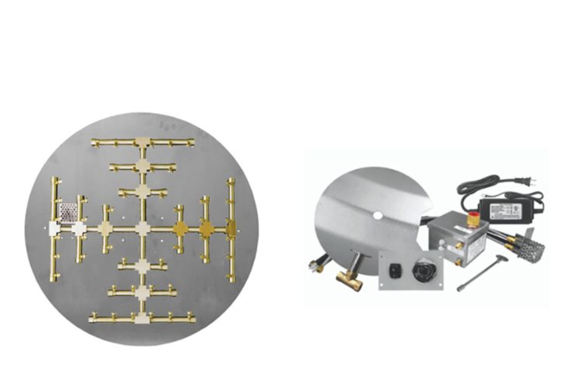 Firegear Pro Series Brass Snowflake Round Flat Burner System, AWS Ignition - FPB-26DPSSF18AWS-N