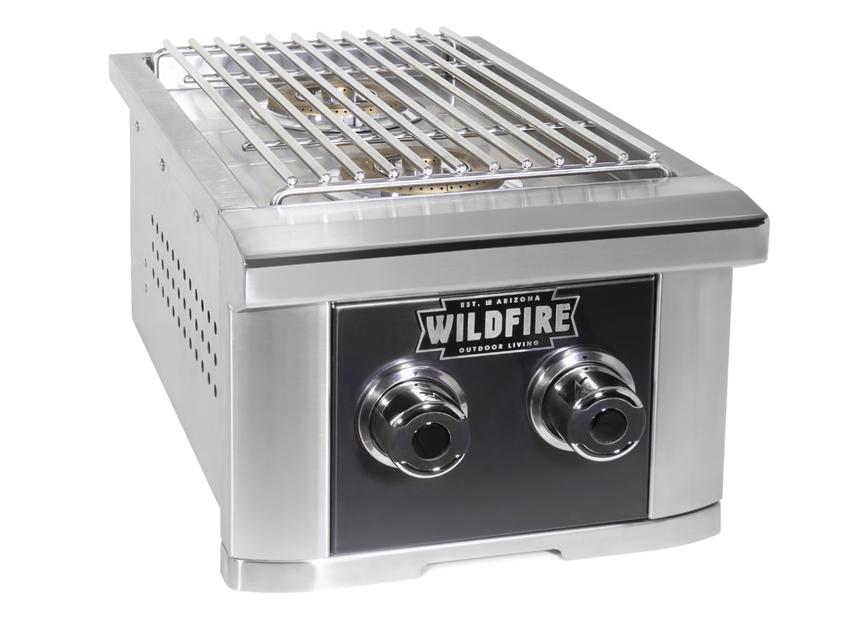 Wildfire Ranch Pro 14" Black Stainless Steel Double Side Burner - WFDBLSBRN-BSS