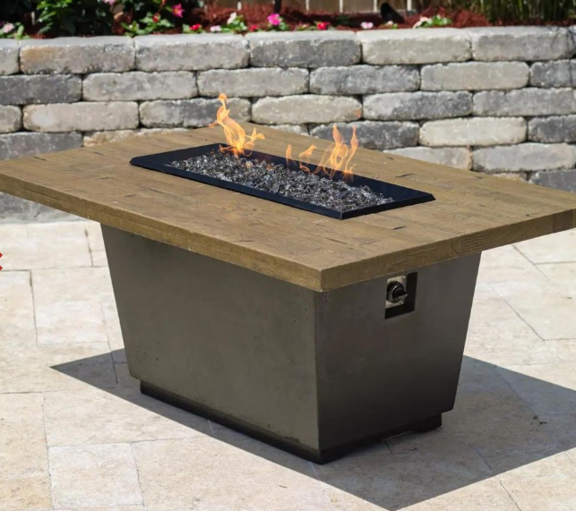 American Fyre Designs Reclaimed Wood Cosmopolitan Rectangle Chat Height Firetable - 635-BA-xx-M4xC