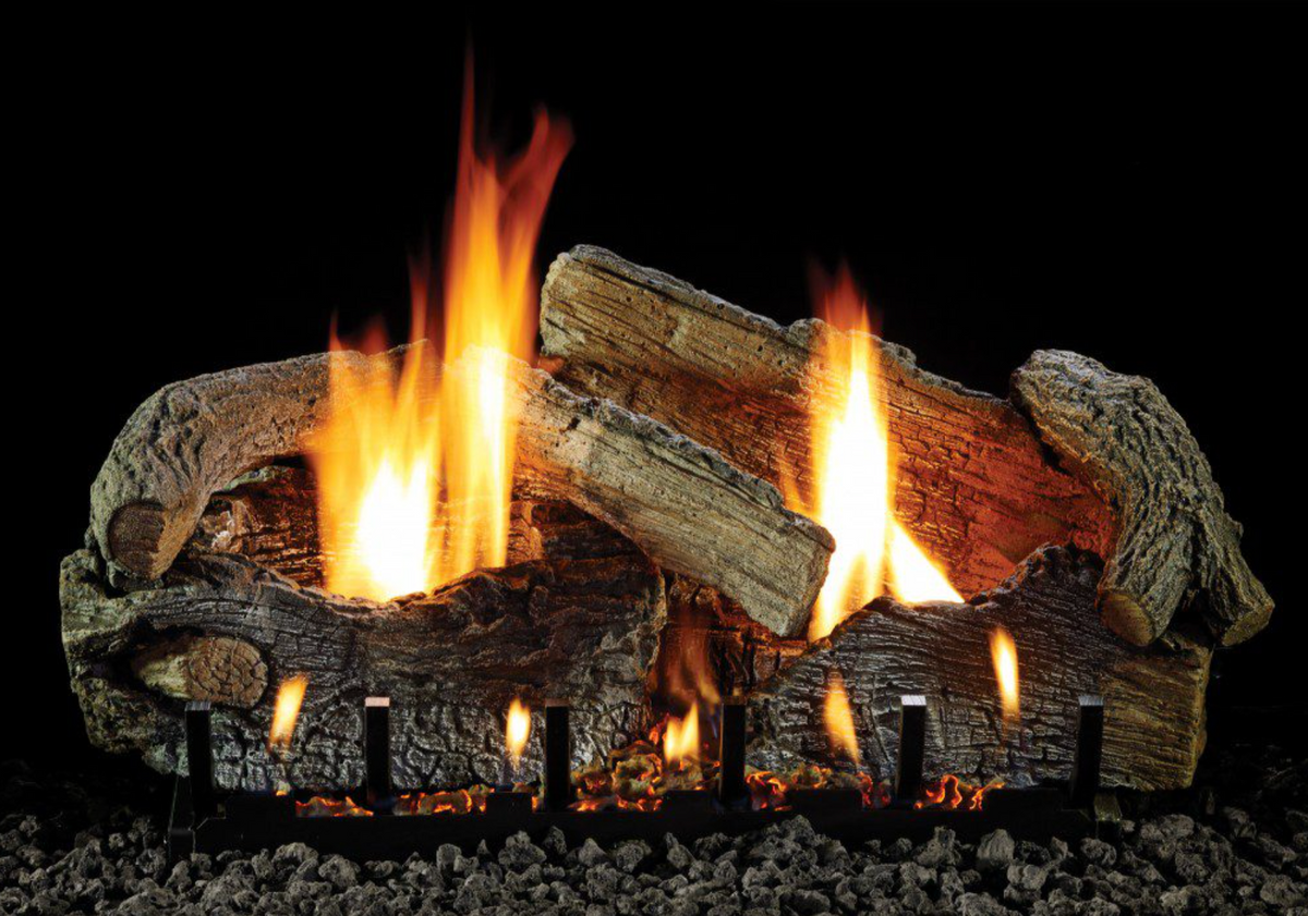 Empire WMH Staked Age Oak 30" 7-Piece Refractory Log Set - LS30SRAO
