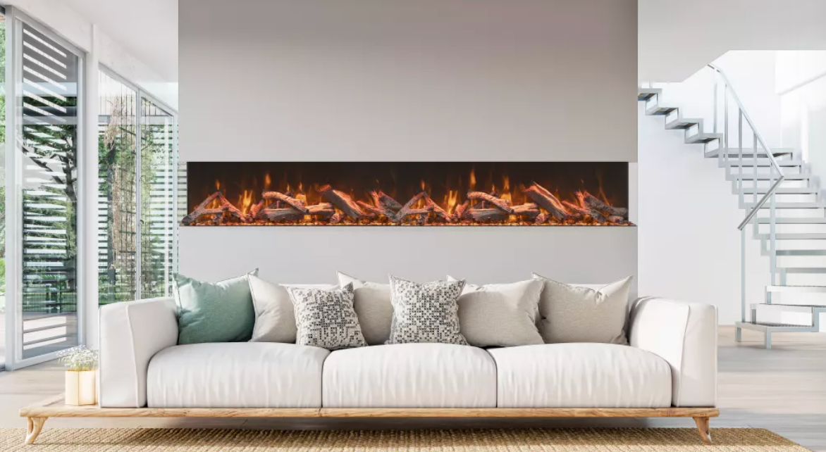 Amantii Tru View Bespoke 85" 3-Sided Built-In Electric Fireplace - TRV-85-BESPOKE