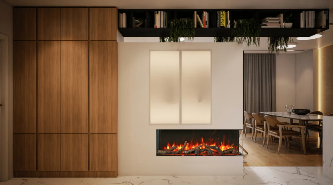 Amantii Tru View Slim 60" 3-Sided Built-In Smart Electric Fireplace - 60-TRV-SLIM