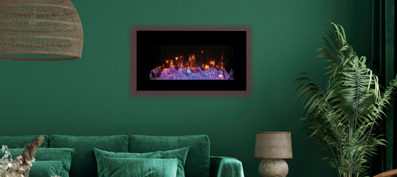 Amantii 34" Wall Mount/Flush Mount Electric Fireplace with Steel Surround - WM-FML-34-4023-STL