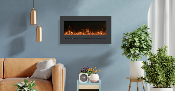 Amantii 48" Wall Mount/Flush Mount Electric Fireplace with Steel Surround - WM-FML-48-5523-STL