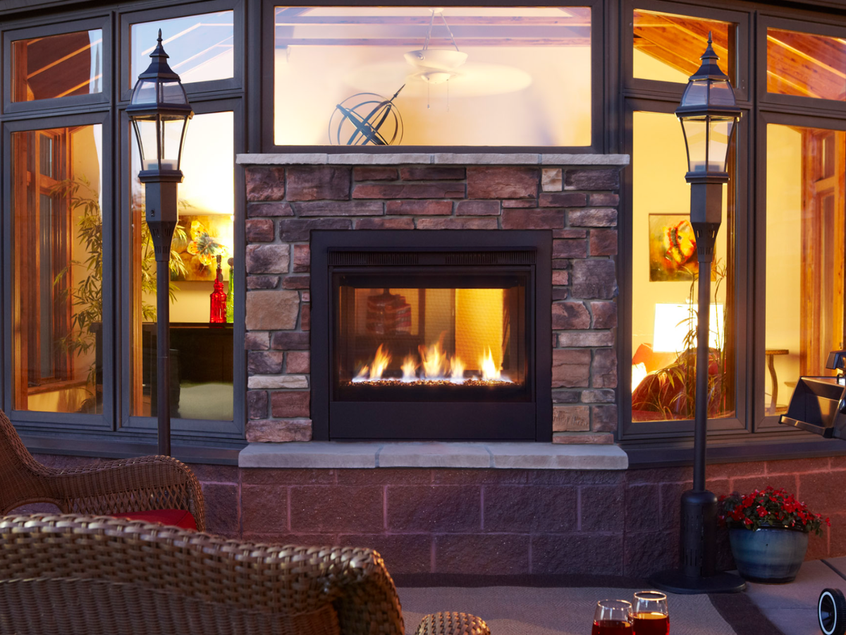Majestic Twilight Modern 36" Indoor/Outdoor See-Through Gas Fireplace - TWILIGHT-MD-IFT