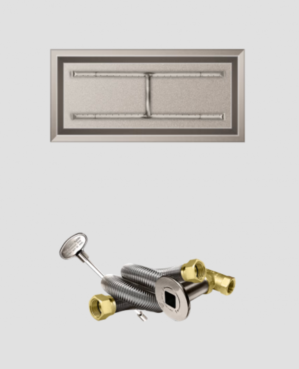 Firegear 36" x 14" Stainless Steel Linear H Burner Drop-in Burner System, Match Light Ignition, NG - LOF-3614HMT-N