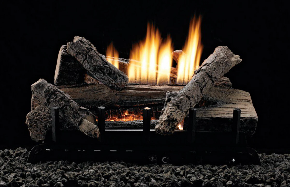 Empire WMH Whiskey River 18" 7-Piece 10K Refractory Gas Log Set, Millivolt with On/Off Switch Burner - VFDR18LBW10N(P)