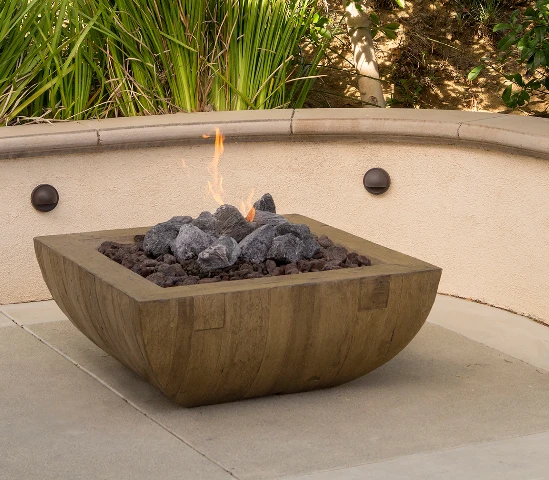 American Fyre Designs Reclaimed Wood Bordeaux Square Fire Pit Bowl - 430-FO(SP)-x6xC