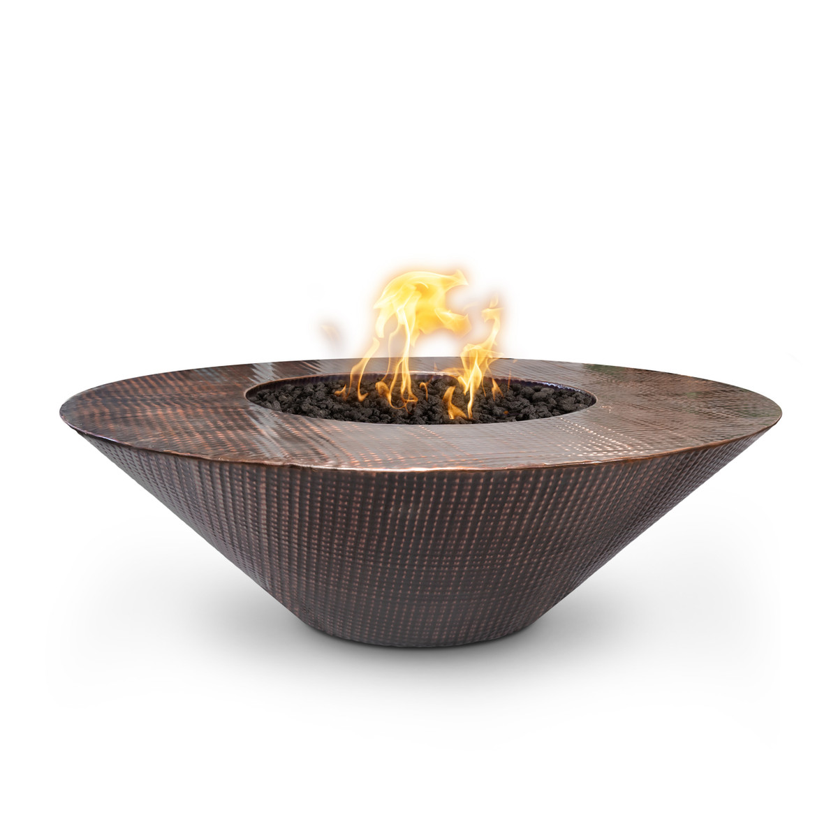The Outdoor Plus Cazo 48" Wide Ledge Round Fire Pit, Hammered Copper - OPT-RS48