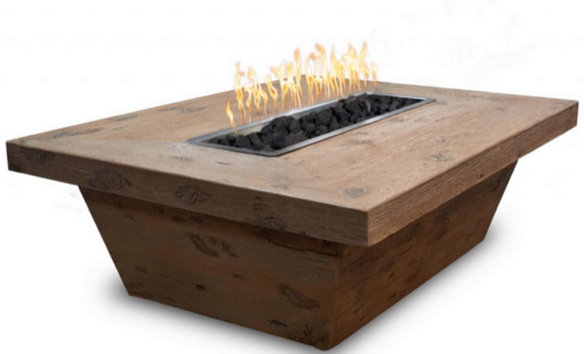 The Outdoor Plus Carson 60"x 24" Tall Fire Table, Wood Grain GFRC Concrete - OPT-CRS6036
