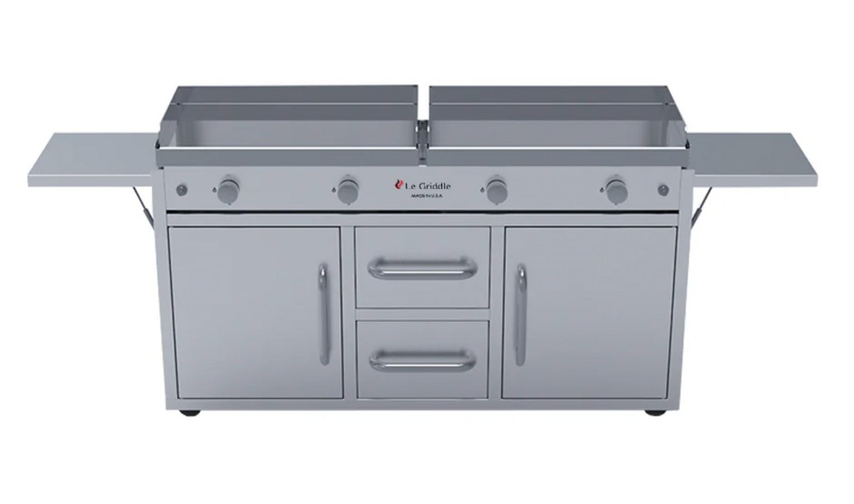 Le Griddle The Grand Texan Quad 60" 4-Burner Built-In Gas Griddle with Cart - GFE160 CK