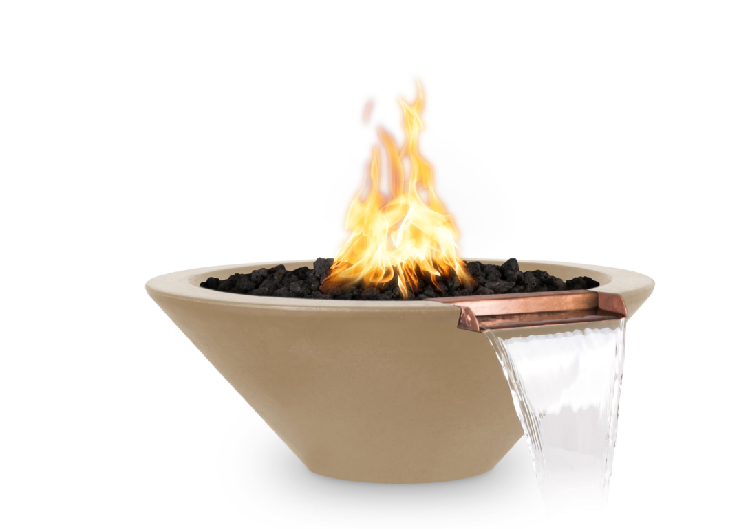The Outdoor Plus Cazo 36" Fire & Water Bowl, GFRC - OPT-36RFW