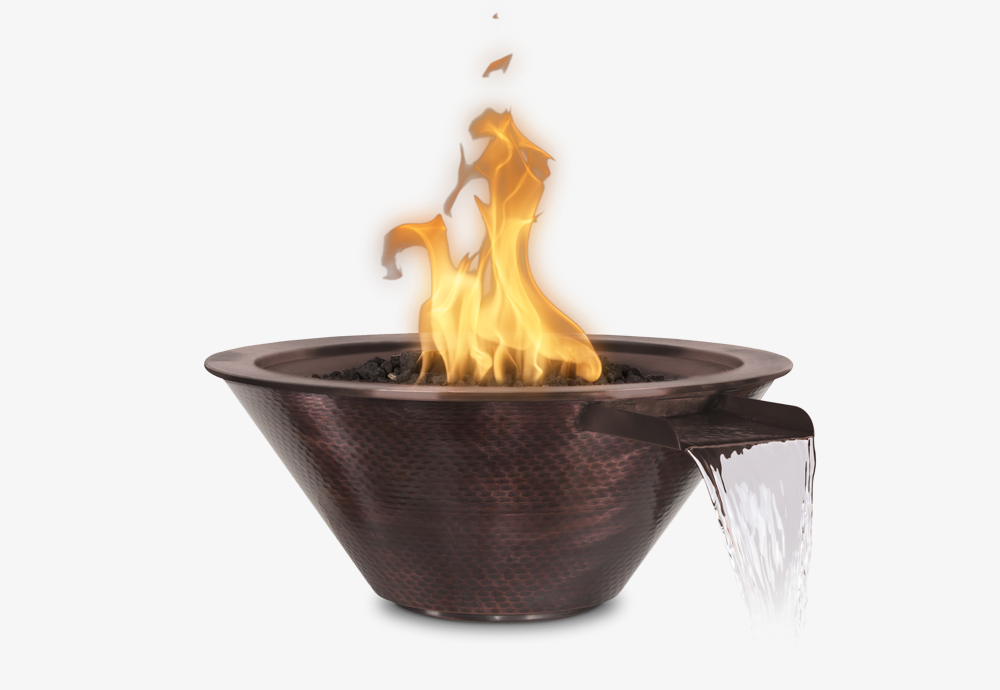 The Outdoor Plus Cazo 30" Fire & Water Bowl, Hammered Copper - OPT-102-30NWCB