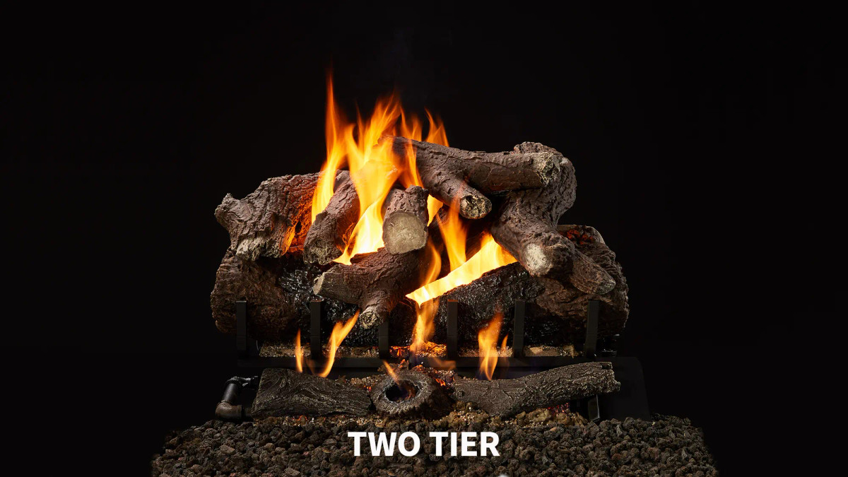 Majestic Heritage Oak 18" 2-Tier Indoor Vented Gas Log Set  -  2TR-OAK18