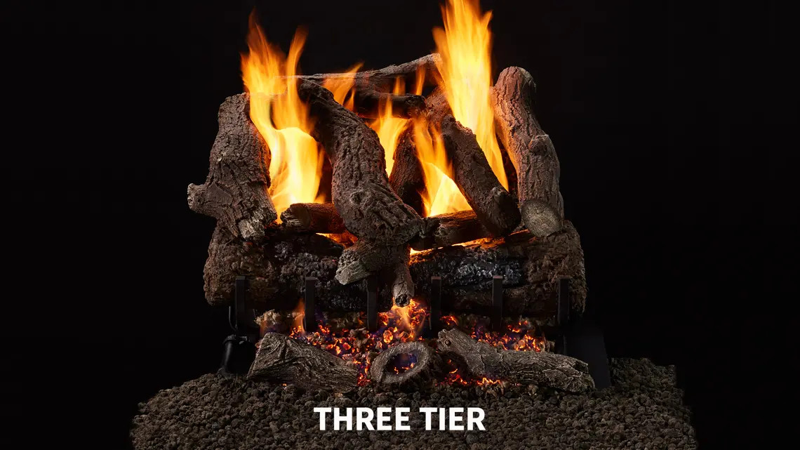Majestic Heritage Oak 30" 3-Tier Indoor Vented Gas Log Set - 3TR-OAK30