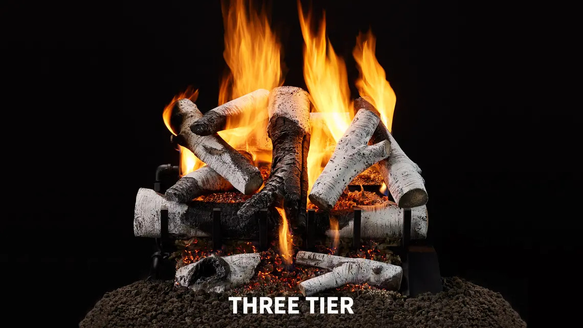 Majestic Grand Birch 30" 3-Tier Indoor Vented Gas Log Set - 3TR-BRCH30