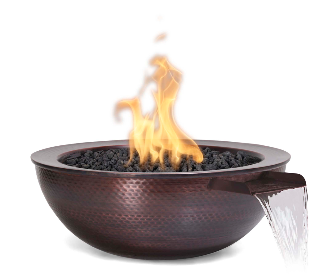 The Outdoor Plus Sedona 27" Fire & Water Bowl, Hammered Copper  - OPT-27RCPRFW