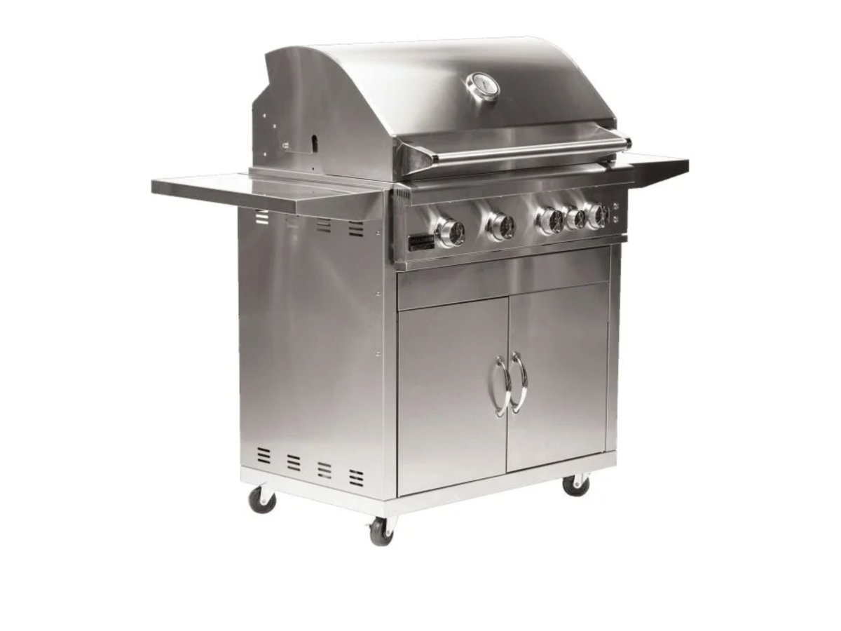 Broilmaster B-Series Deluxe 32" 4-Burner Freestanding Cart Grill with Rear Burner & LED Lights - BSB324NFS