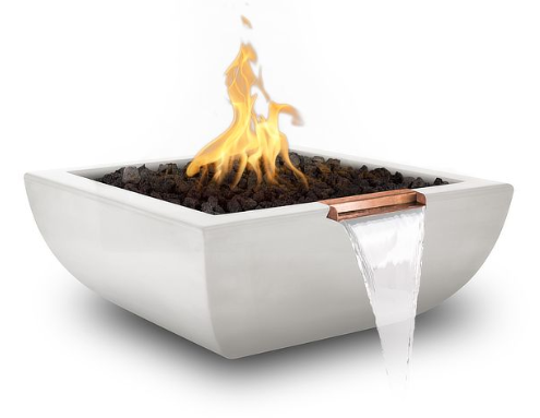 The Outdoor Plus Avalon 30" Fire & Water Bowl, GFRC Concrete - OPT-AVLFW30