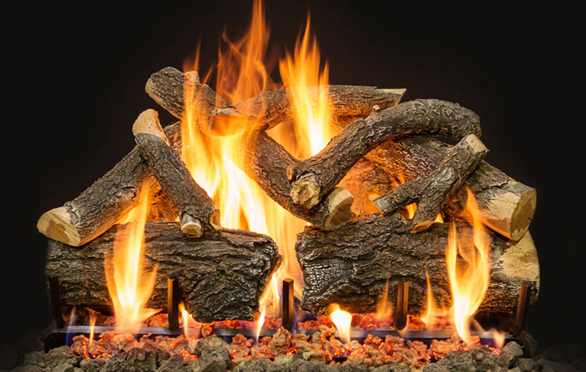 Grand Canyon Arizona Weathered Oak Charred 30" See-Through 3-Burner Vented Gas Log Set - AWOCST30LOGS-3