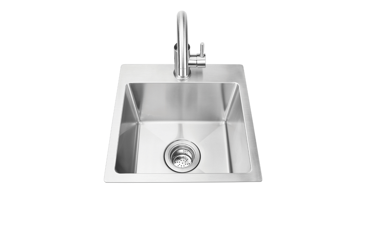 Bull Outdoor Products 18" Stainless Steel Sink & Faucet, Under & Over Mount  (All In One Kit) - 12515