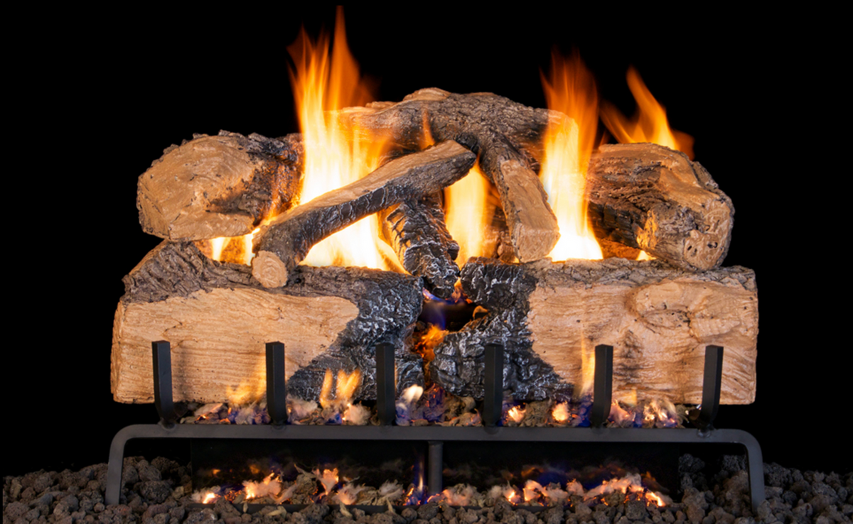 Real Fyre Charred Angel Split Oak 24" G45 Series Outdoor Standard Vented Gas Log Set - CHNS-24-OD