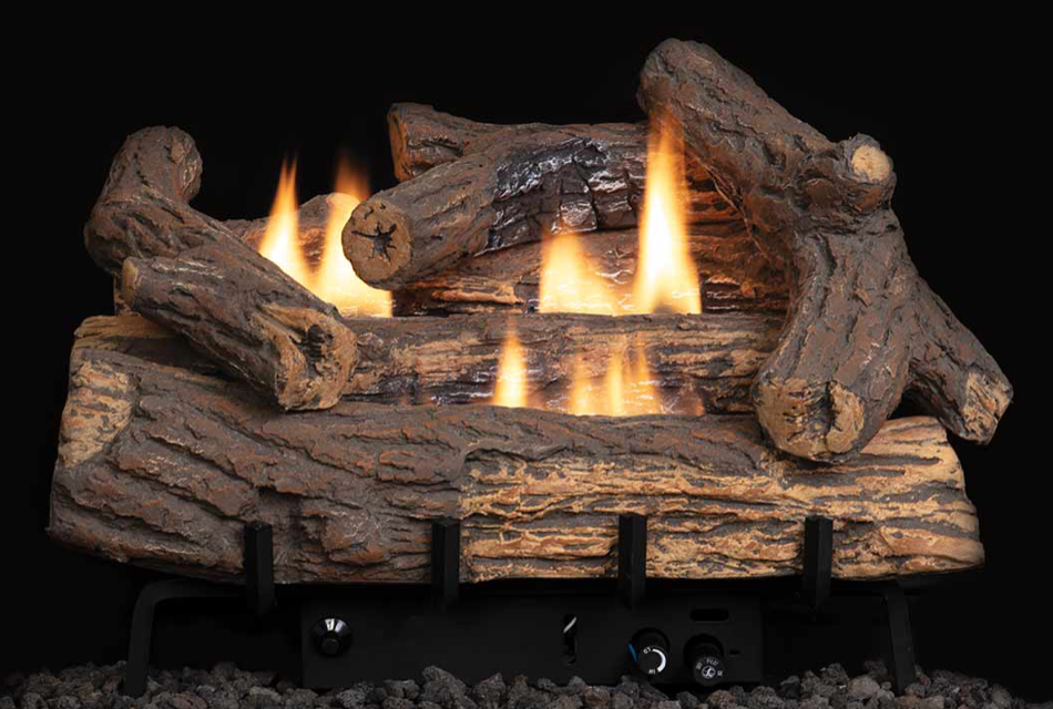 Superior Golden Oak Series 24" Ceramic Fiber Vent Free Gas Log Set - LVD24GO-B
