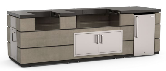 re Magic Contemporary Island Bundle, Smoke Base & Polished Black Lava Countertop - IP79-SMR-115BA