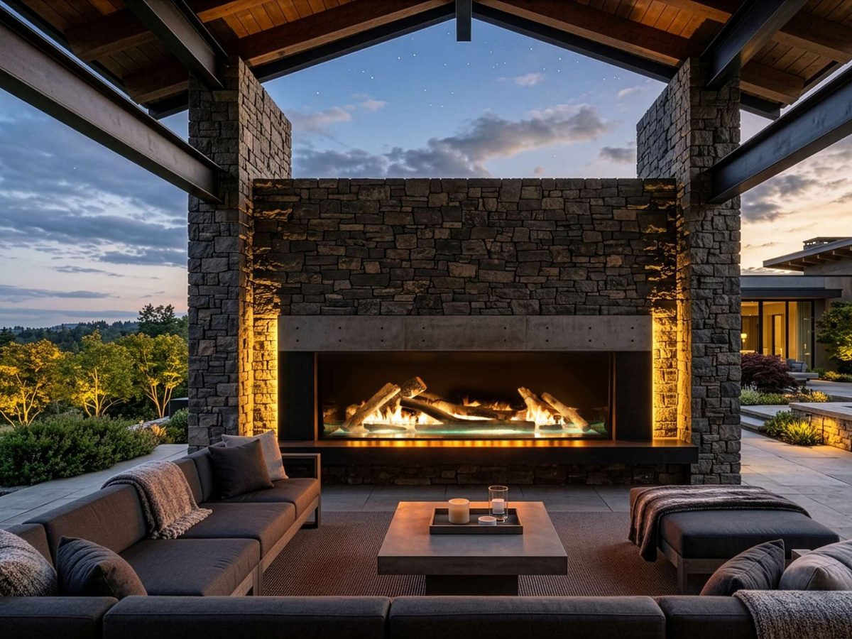 Empire Hearth Carol Rose 72" Linear Stainless Steel Outdoor Fireplace | Mod Living Spaces