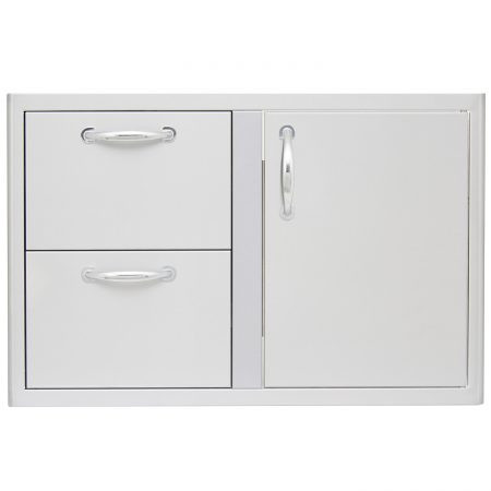 Blaze 32 Inch Access Door & Double Drawer Combo with Soft Close Doors and Lights -  BLZ-DDC-R-LTSC
