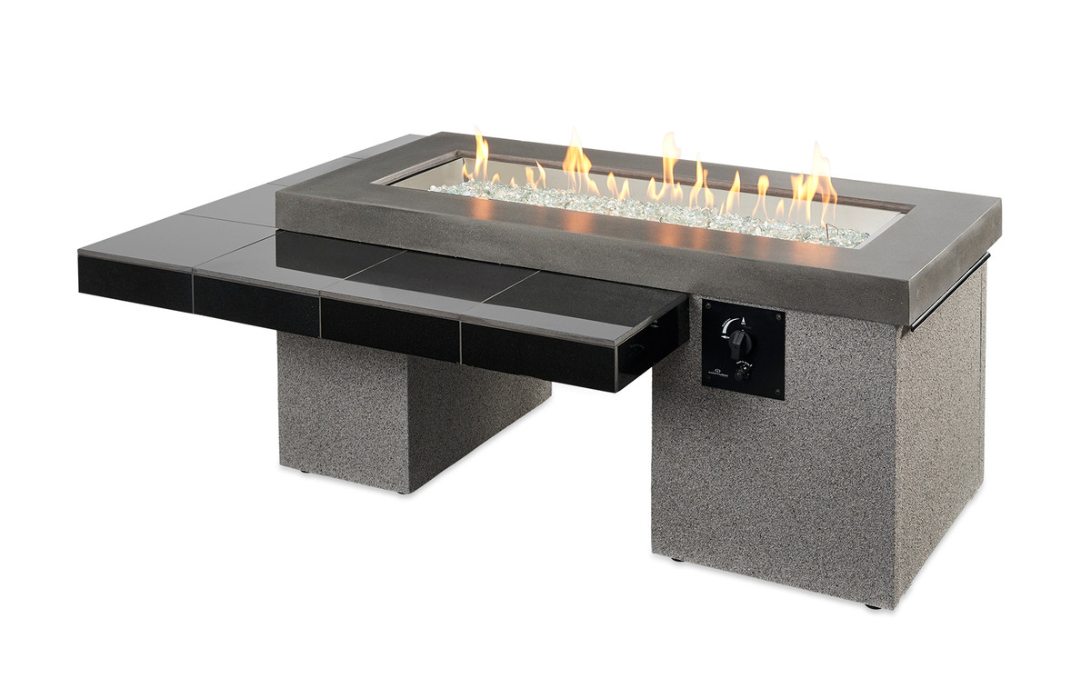 Outdoor Greatroom Black Uptown Linear Gas Fire Pit Table - UPT-1242