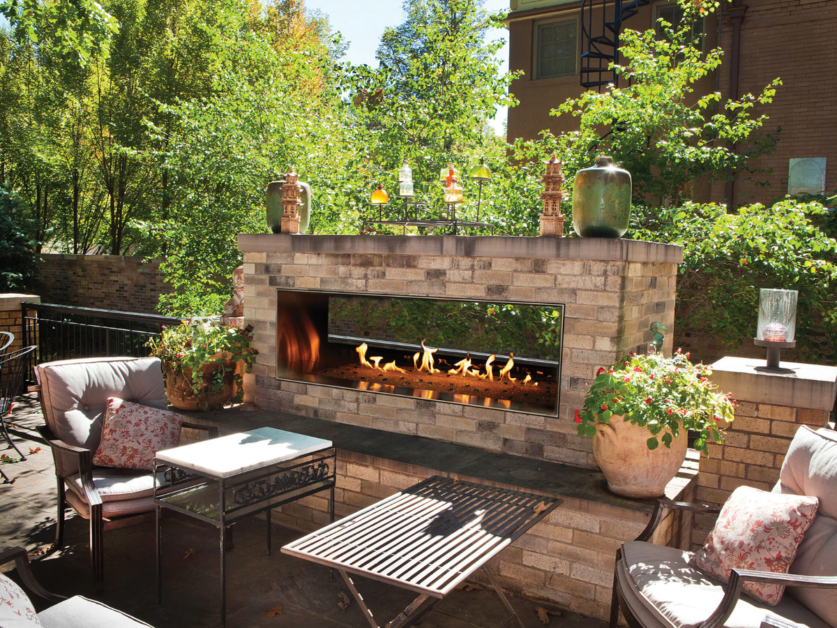 OLL60SP12SN Outdoor See-Thru Stainless Steel Fireplace | Mod Living Spaces