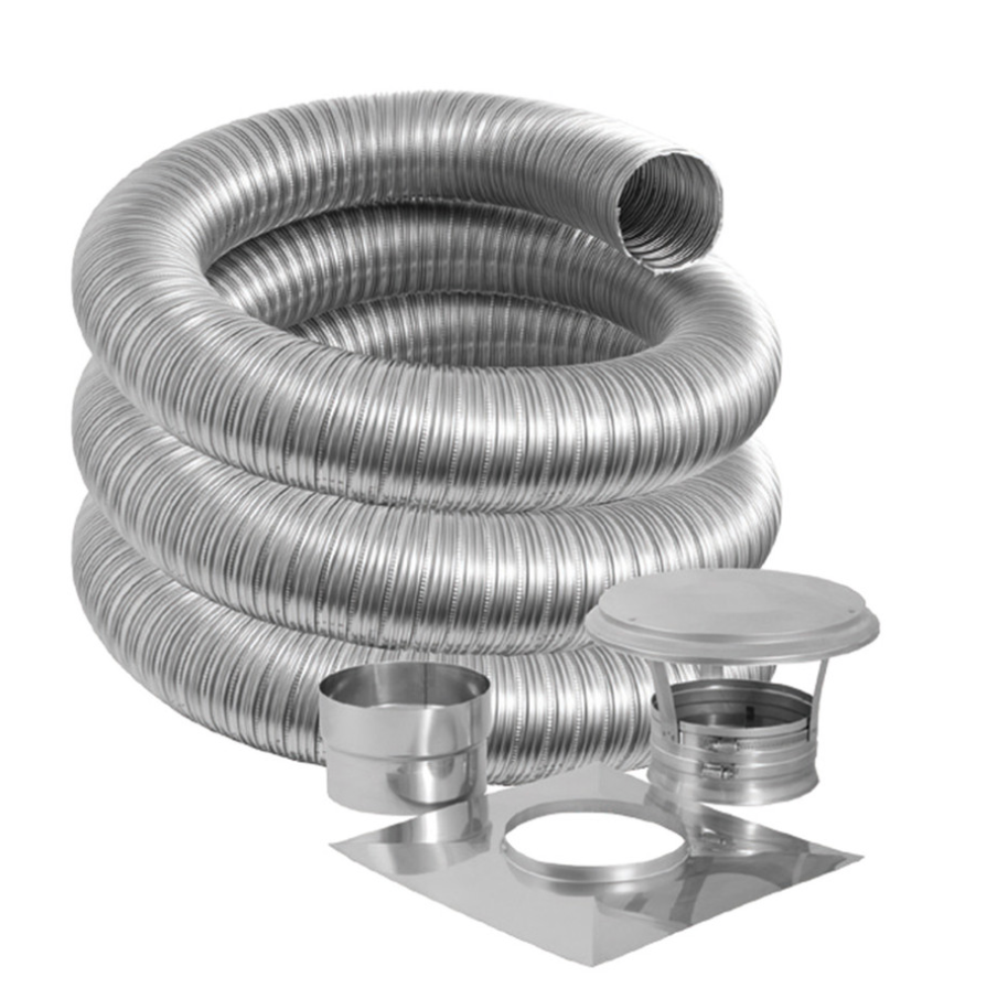 6" x 30' Flex Vent Kit for Wood Burning Fireplaces - WOODBURNVK-30