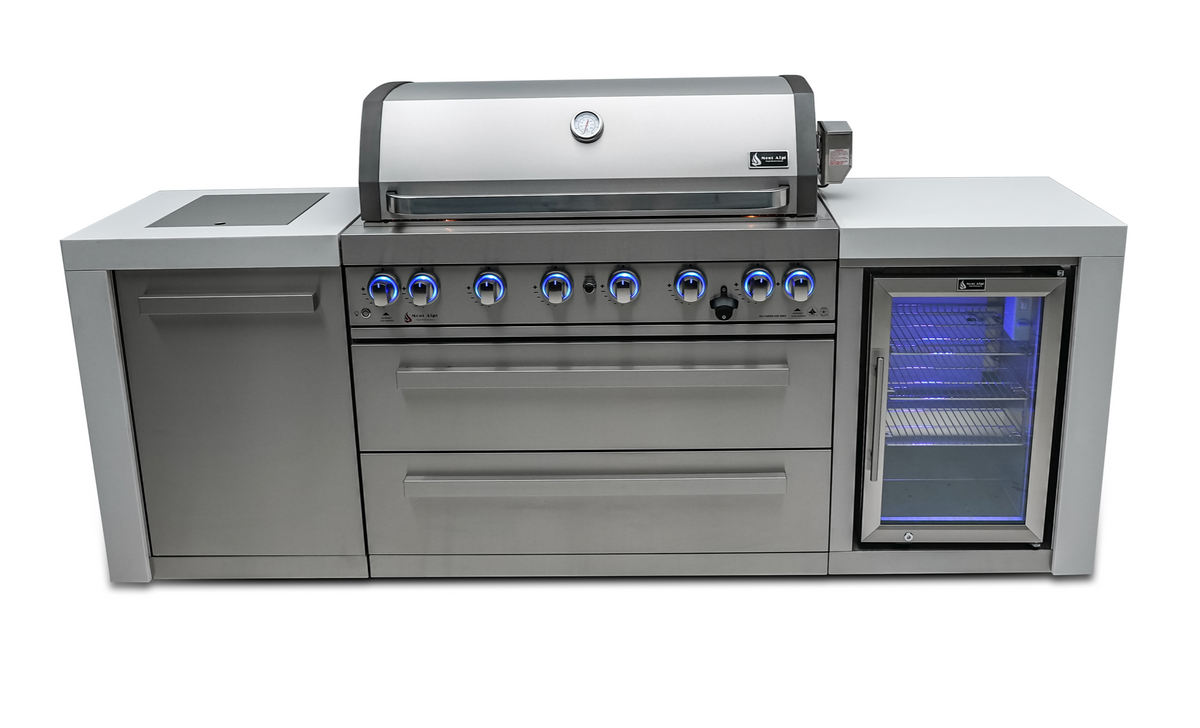 Mont Alpi 805 Deluxe 6-Burner Island with Fridge Cabinet - MAi805-DFC