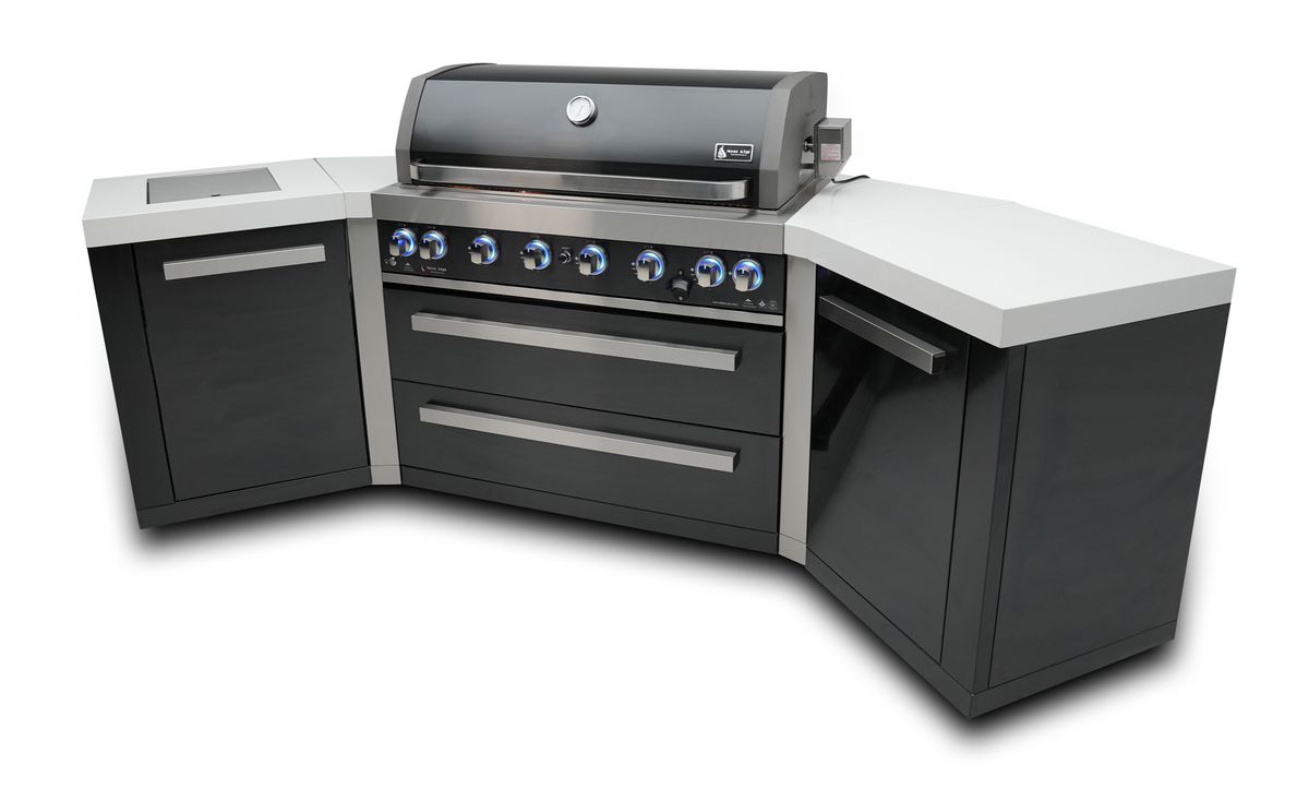 Mont Alpi 805 Black Stainless Steel Outdoor Kitchen Island  with 45-Degree Corners - MAi805-BSS45