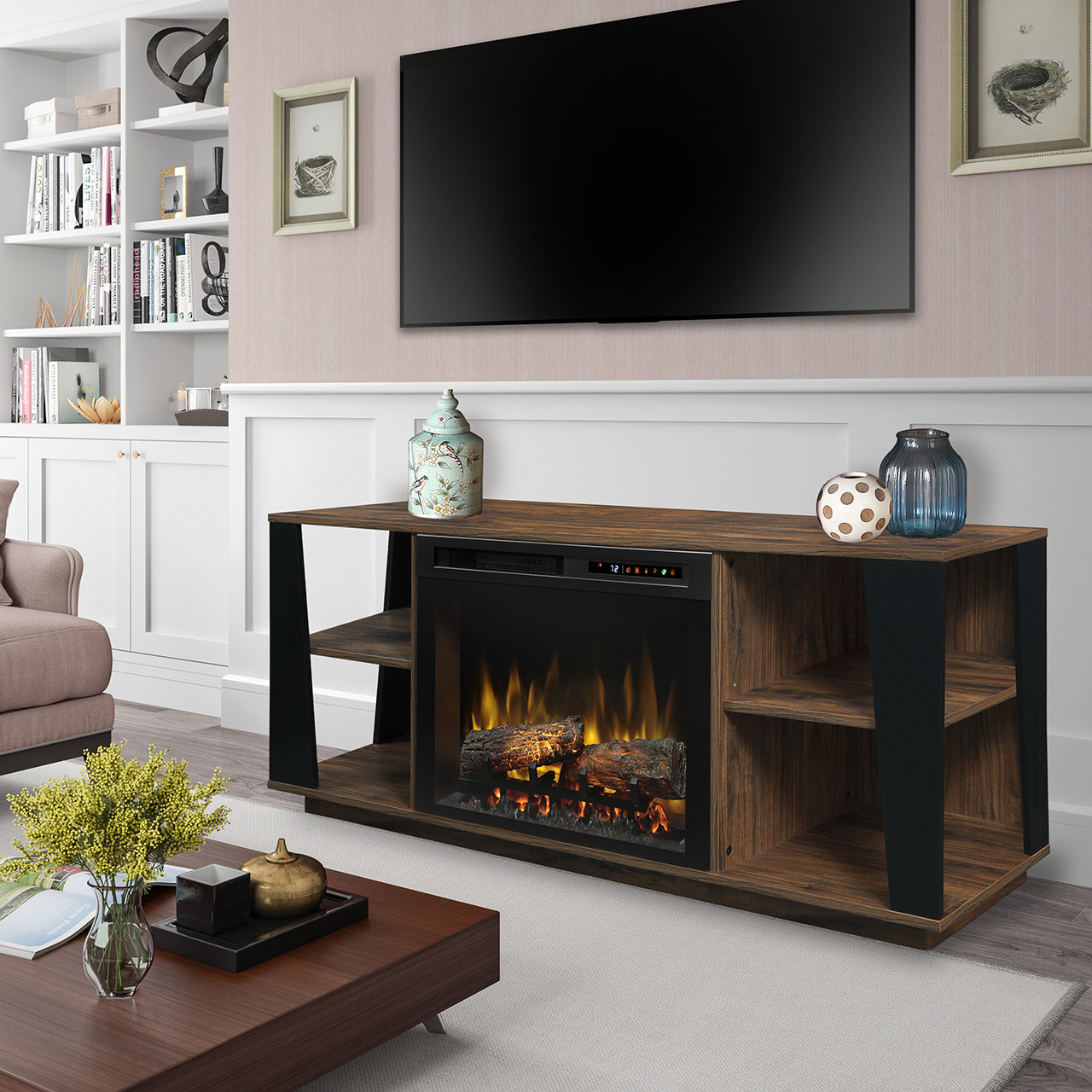 Dimplex Arlo Media Console Electric Fireplace With Logs GDS26L81918TW