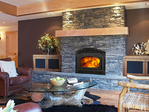 Majestic Pioneer II Wood-Burning Fireplace with Classic Black Front & Single Arch Door - PIONEER-II-ARC