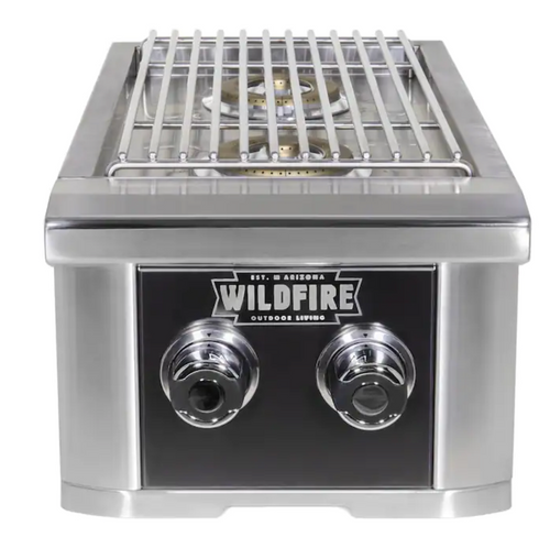 Wildfire Ranch PRO Double Side Burner, Black 304 Stainless Steel - WFDBLSBRN-BSS-LP